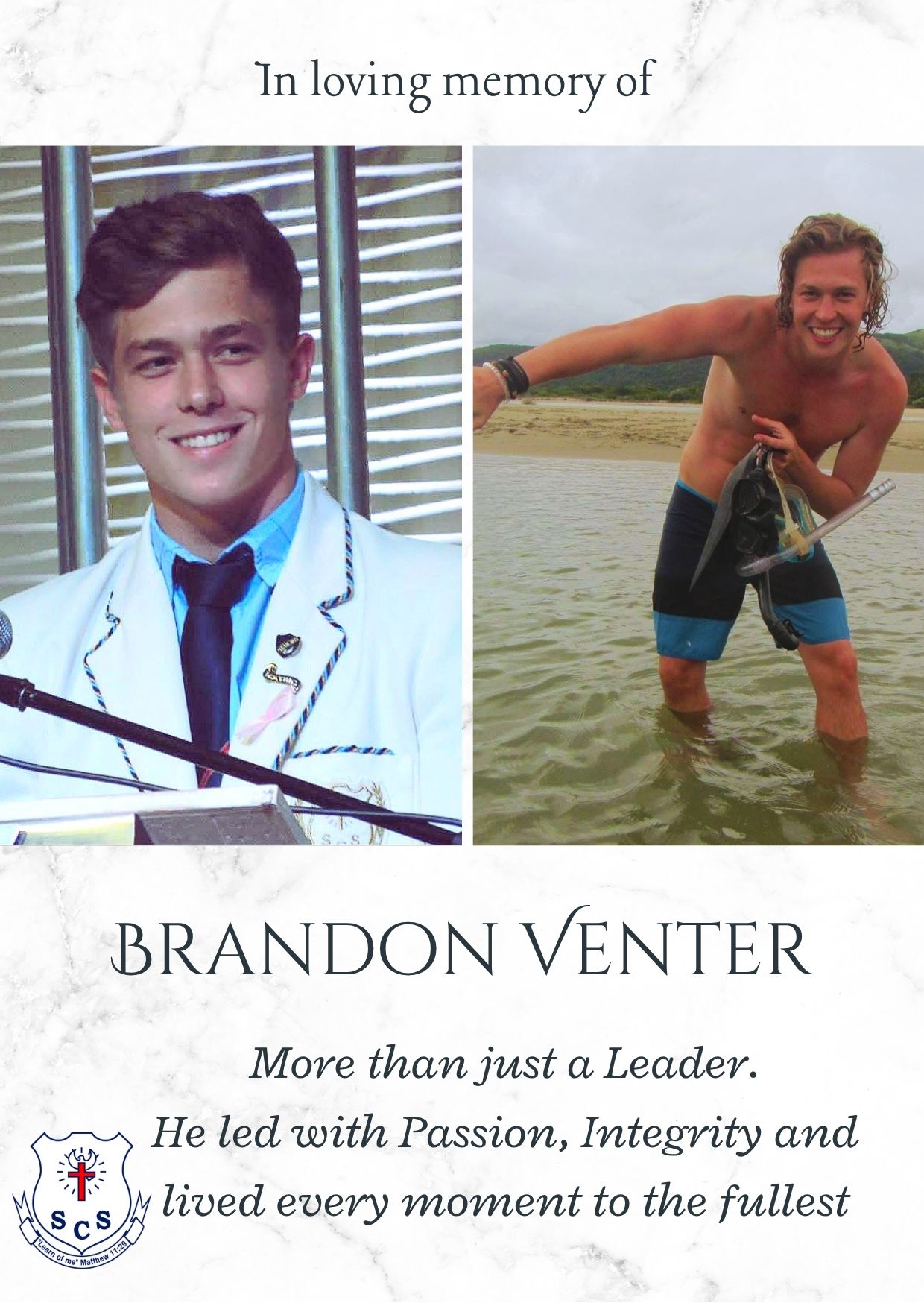 Brandon Venter Western Cape, SA Obituary-Death